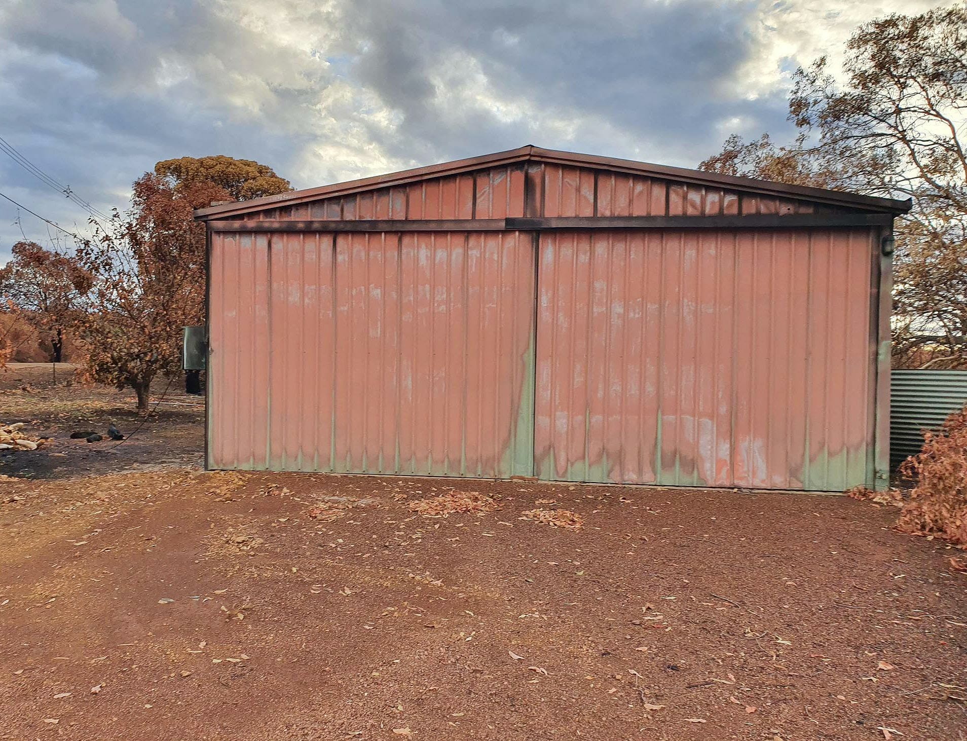 Spinifex Shed - Fire damaged shed